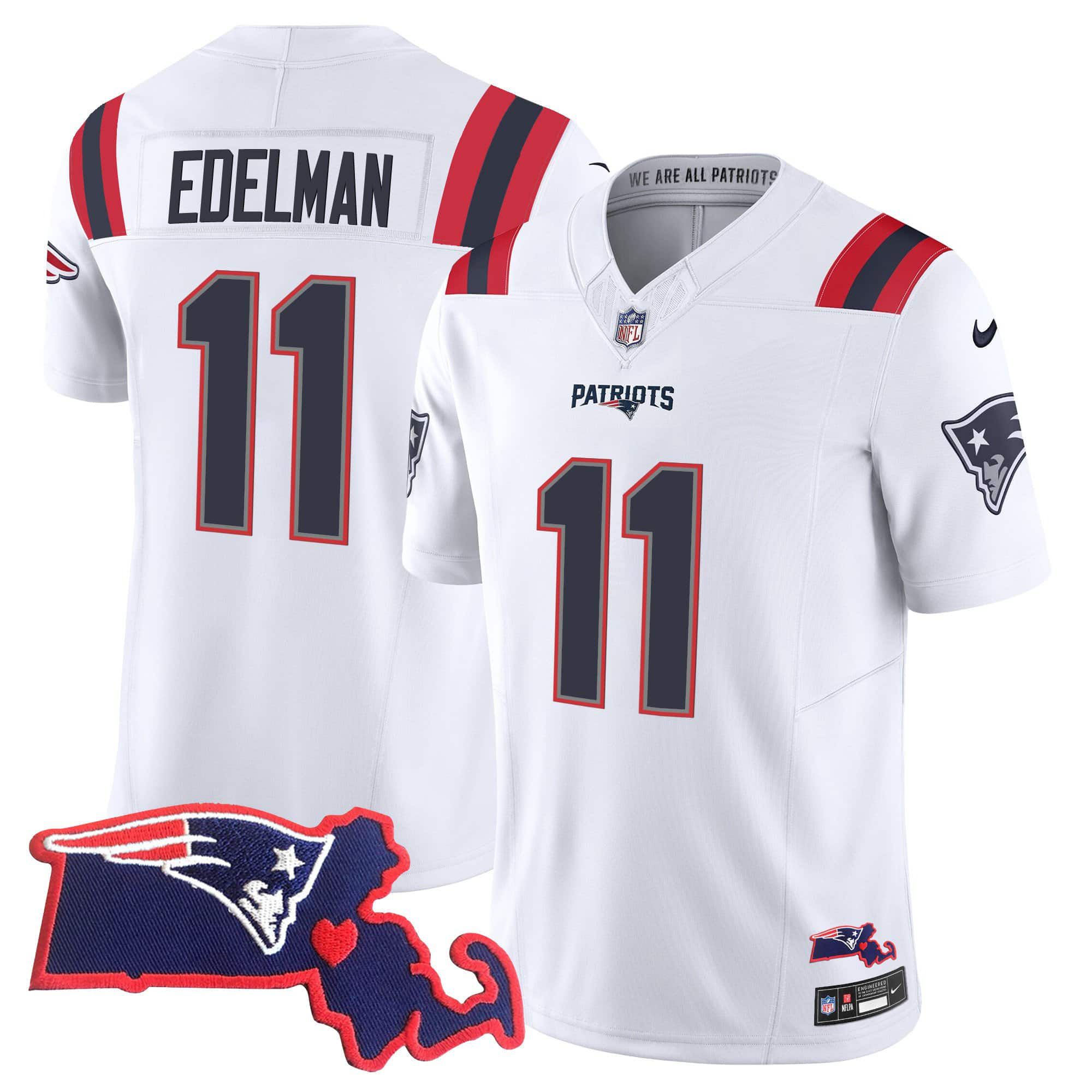 Men New England Patriots #11 Edelman White 2024 Nike Patch Vapor Limited NFL Jersey->indianapolis colts->NFL Jersey